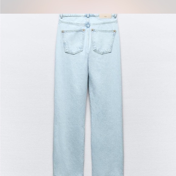 Zara Light Blue Straight Leg Jeans - Picture 4 of 8